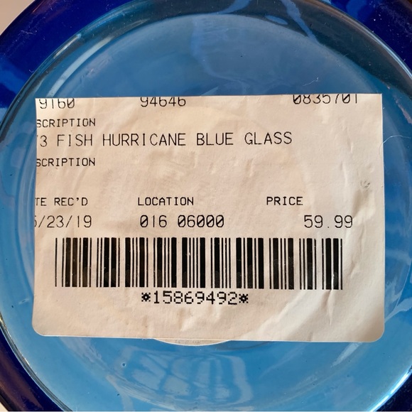 Lone Elm Studios Set of 3 Cobalt Blue Hurricane Lamps Votives Etched Fish - Picture 6 of 9